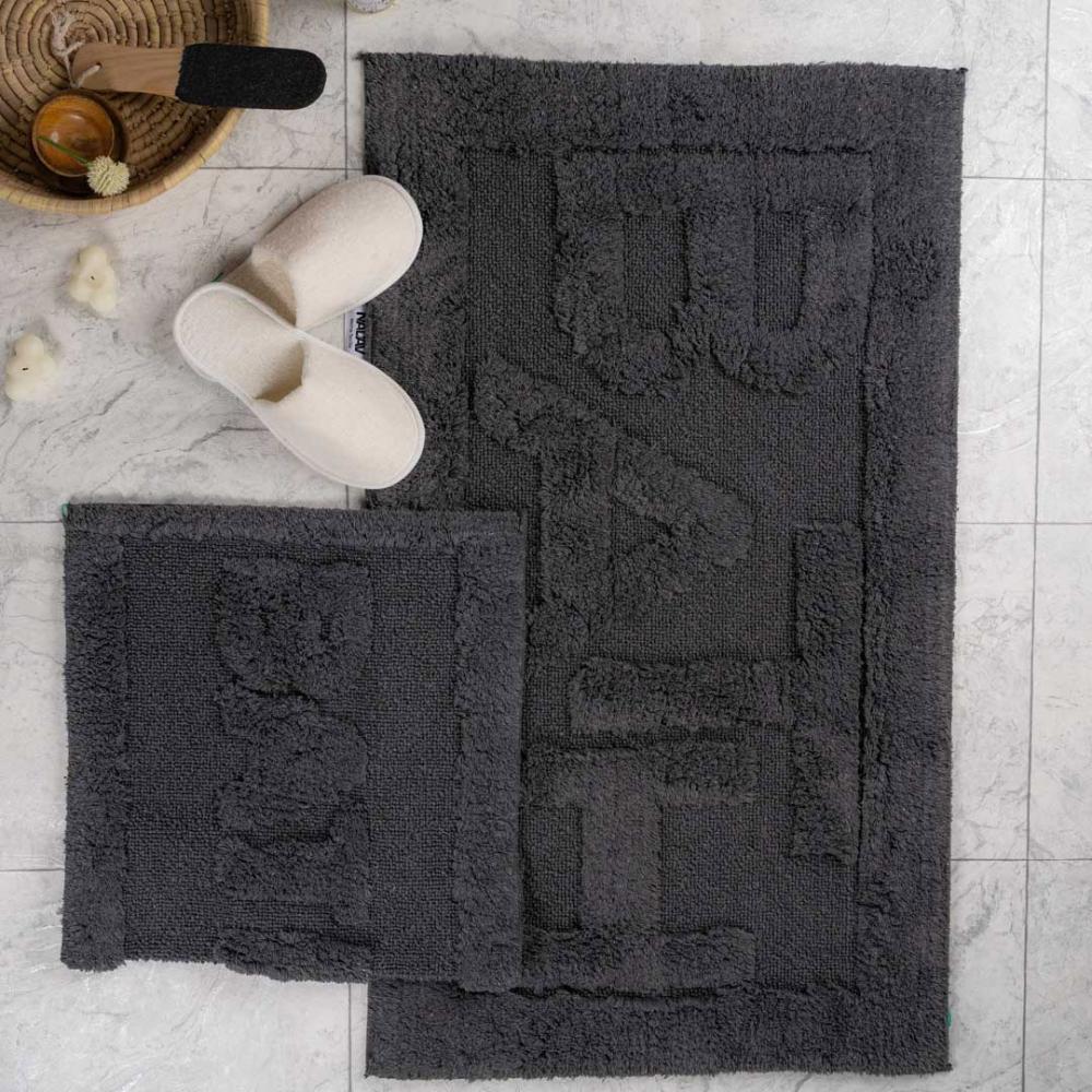 طقم دعاسة أرضية  باث تركي فرو  أسود عدد القطع 2