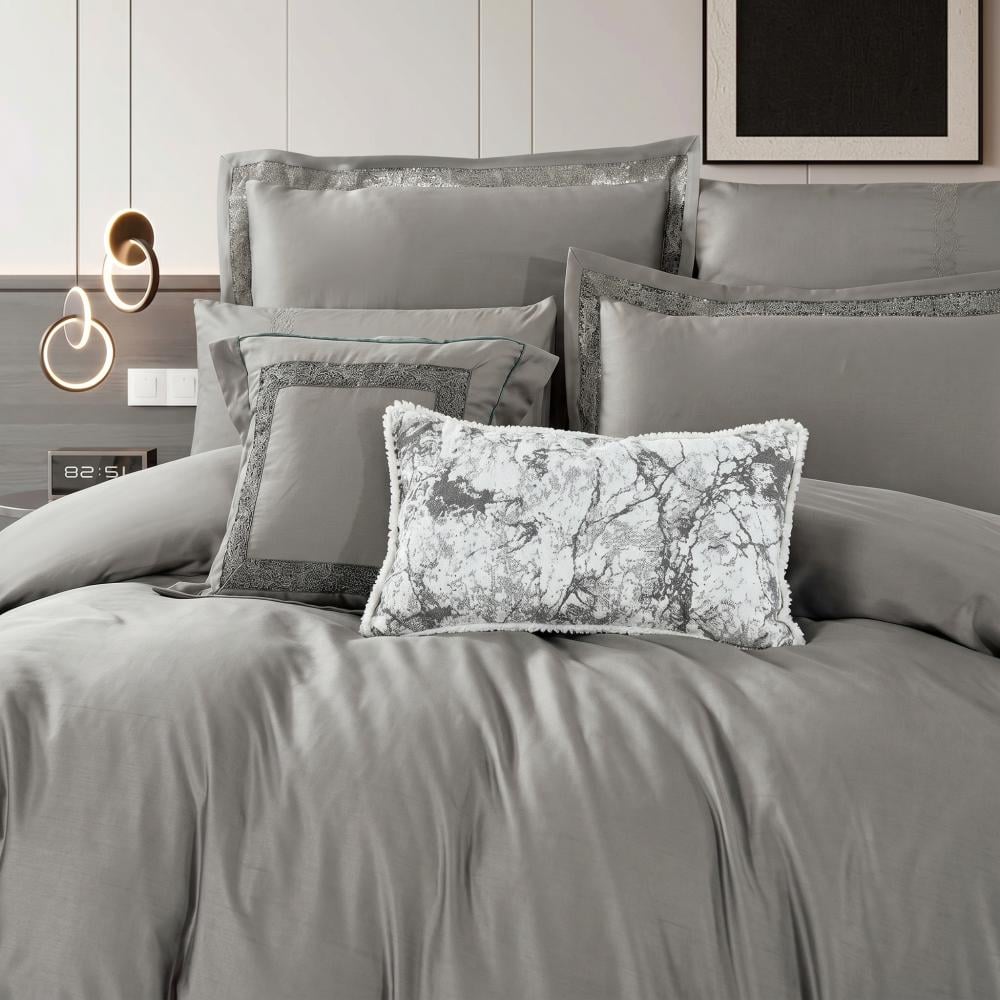 Dantela Double Cotton Bedspread Dark Grey – 9 Pieces