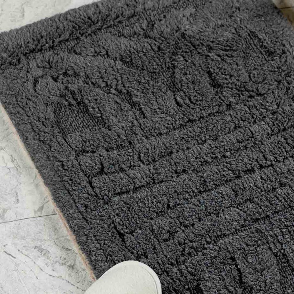 دعاسة أرضية هيرينج بون تركي فرو أسود مقاس 50 × 80 سم