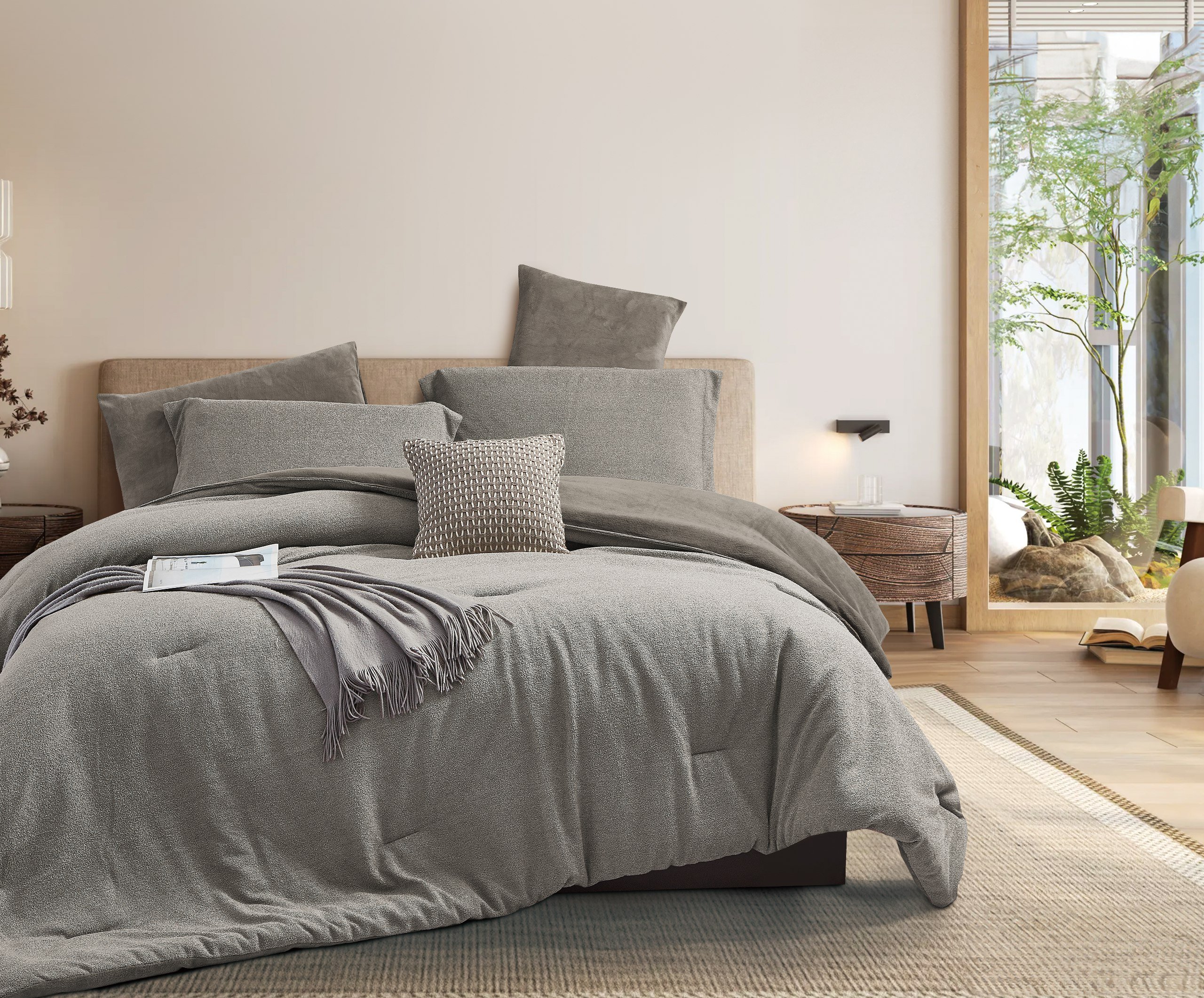 مفرش أستا شتوي مفرد ونص رصاصي عدد القطع 4