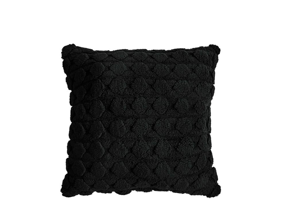 مفرش فرنزي فرو ناعم مزدوج  أبيض مع بطانية أسود عدد القطع 8