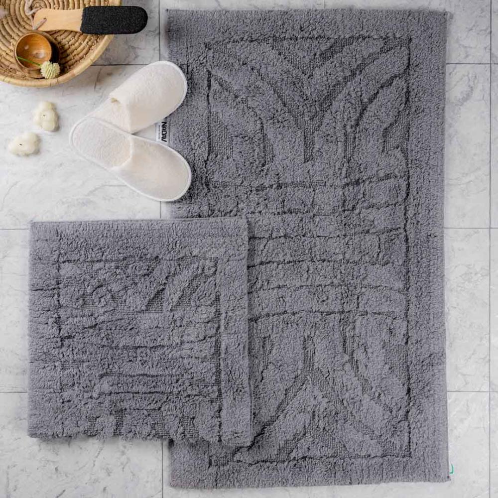 طقم دعاسة أرضية هيرينج بون تركي فرو  رصاصي فاتح عدد القطع 2