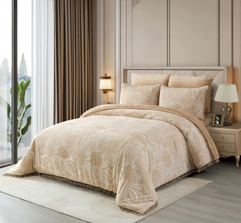 مفرش نجد شتوي فرو جاكارد بيج