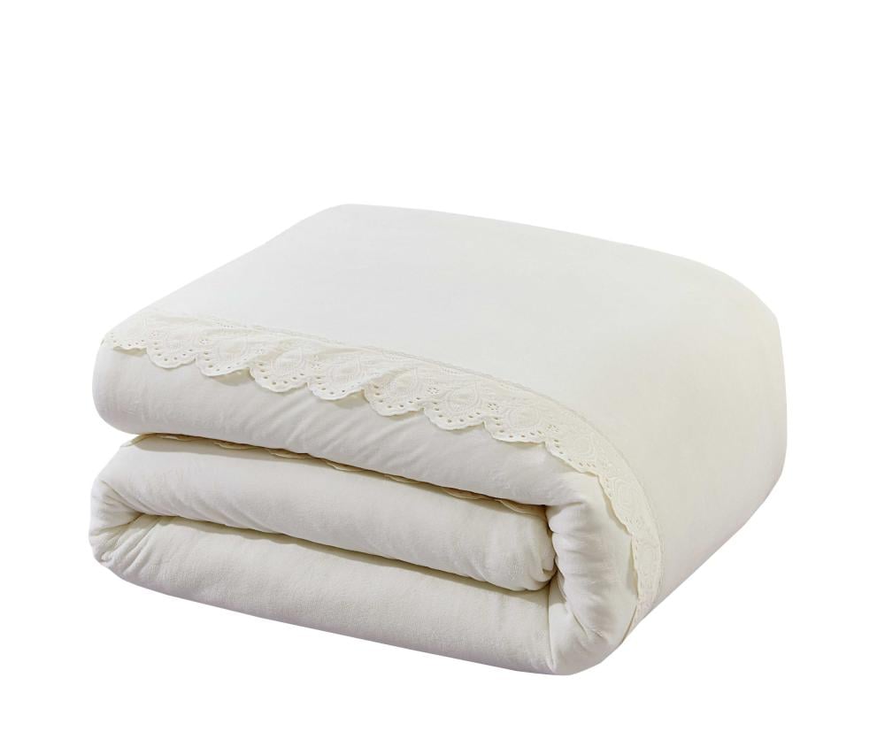 مفرش فرنزي فرو ناعم  مزدوج  أبيض مع بطانية أصفر عدد القطع 8