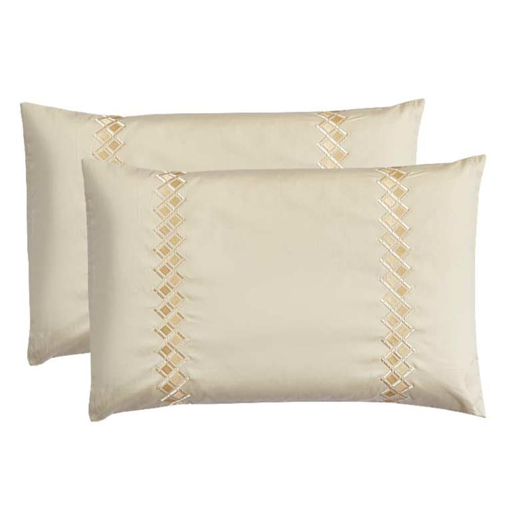 مفرش لافيتا الفاخر مزدوج قطن جاكارد مطرز بيج  ذهبي عدد القطع 10