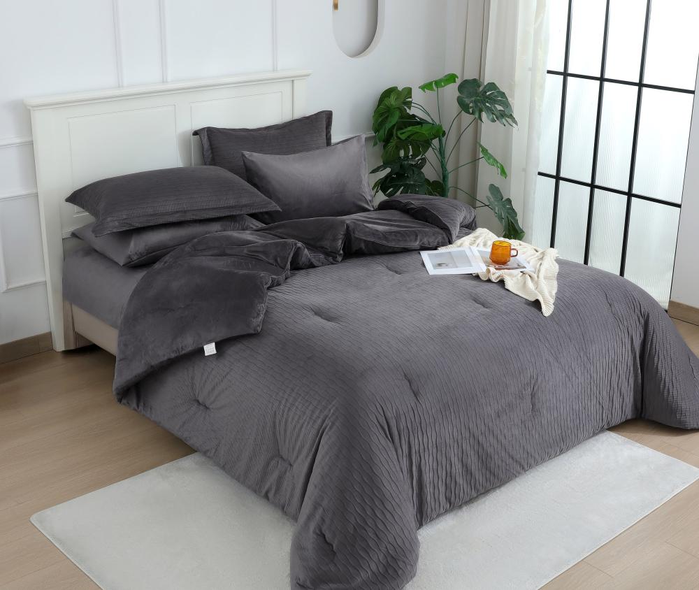 مفرش بشرى شتوي رصاصي غامق