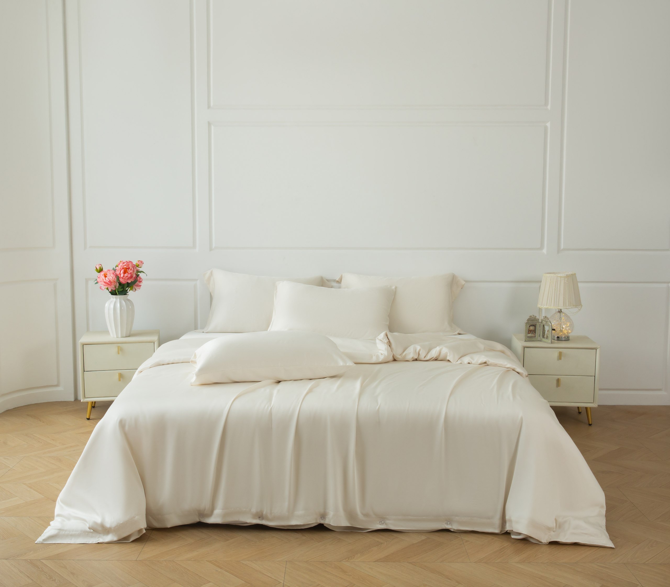 مفرش ماجدة صيفي مزدوج بامبو كريمي عدد القطع 7