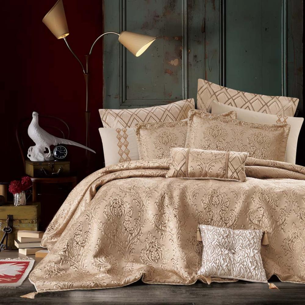 مفرش ليما مزدوج قطن جاكارد مطرز بيج عدد القطع 10