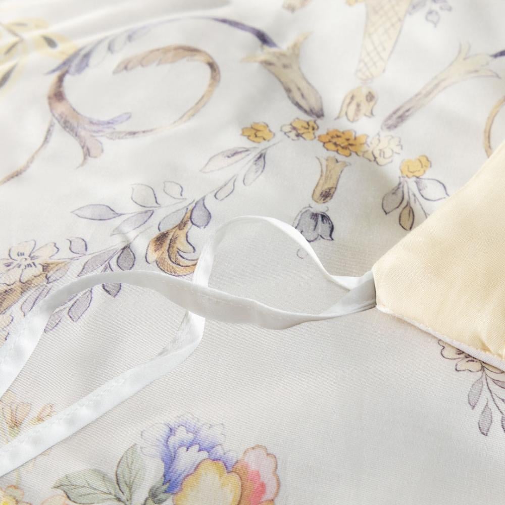 مفرش دينا صيفي مفرد ونص من التنسل الفاخر بلون كريمي برسومات الزهور عدد القطع 5