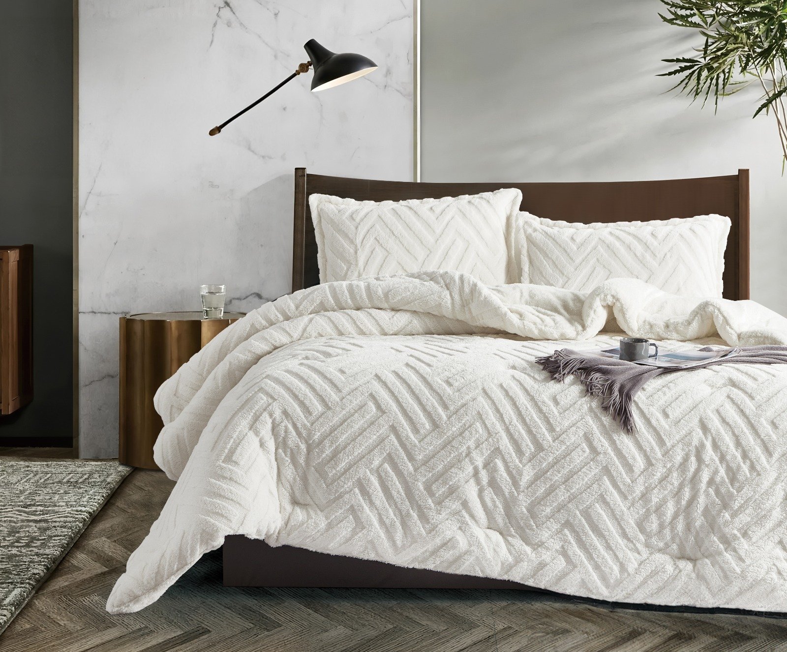 MarcoPolo Winter Bedspread Double White 4Pcs