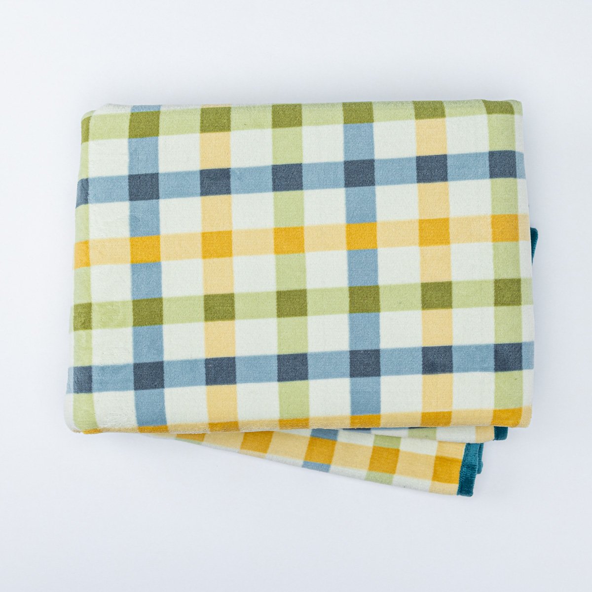 بطانية أطفال مواليد مخمل و فرو تركواز و أصفر مقاس 110x140 سم