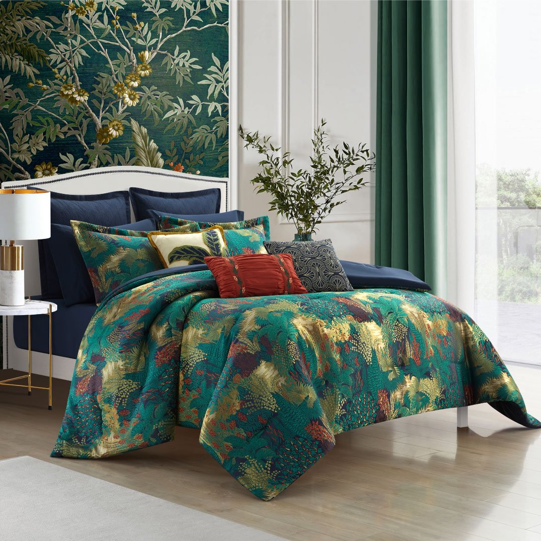 Gina Summer Quilt Queen Size 150x200 cm Luxury Embroidered Jacquard Multicolor 6 Pieces