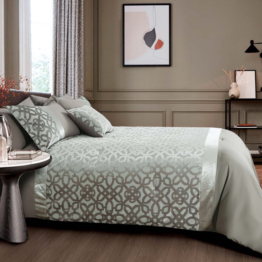 مفرش كايرو صيفي جاكارد فاخر  مقاس كوين 150x200 سم  رصاصي  عدد القطع 5