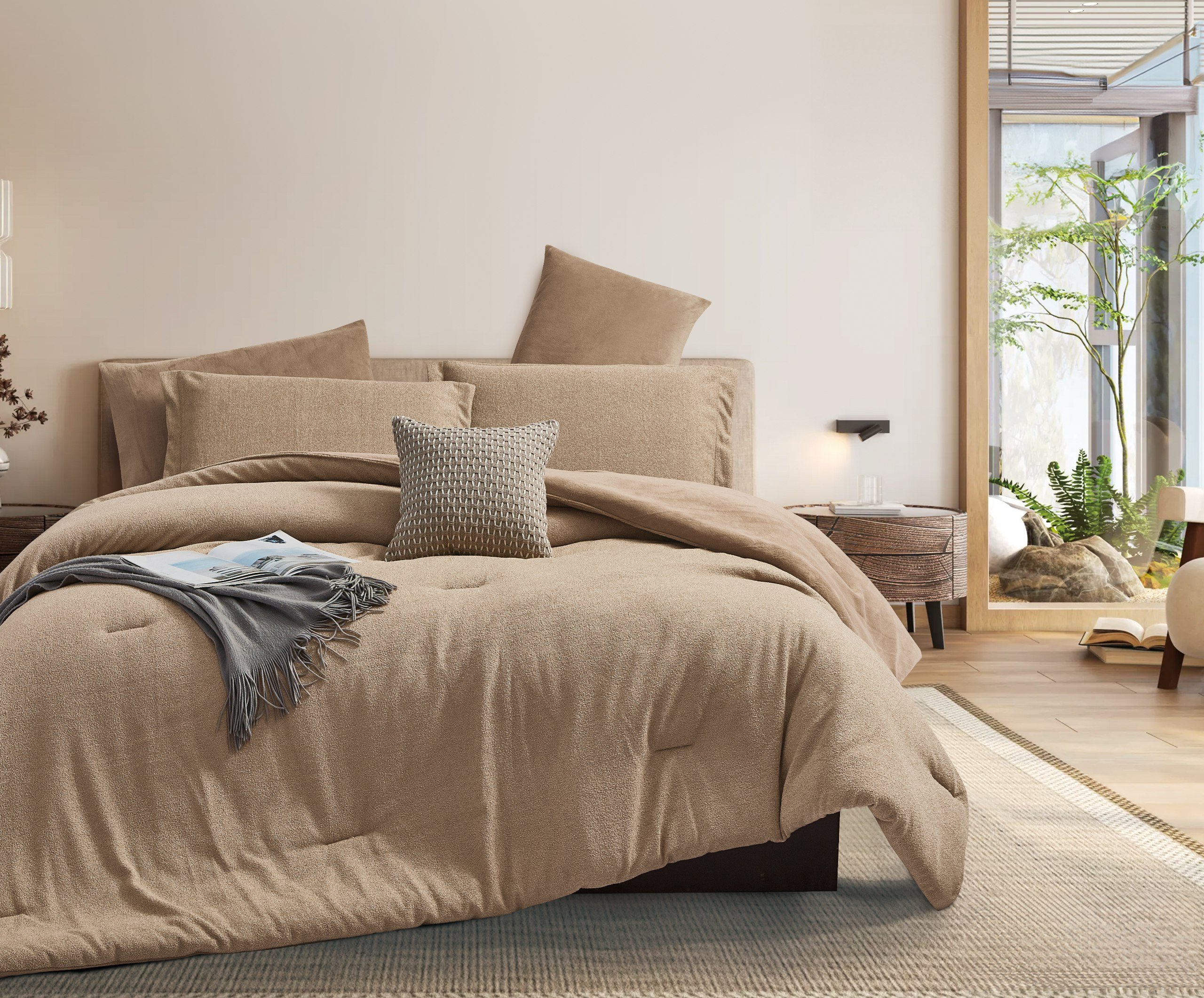 مفرش أستا شتوي مزدوج بيج غامق  عدد القطع 7