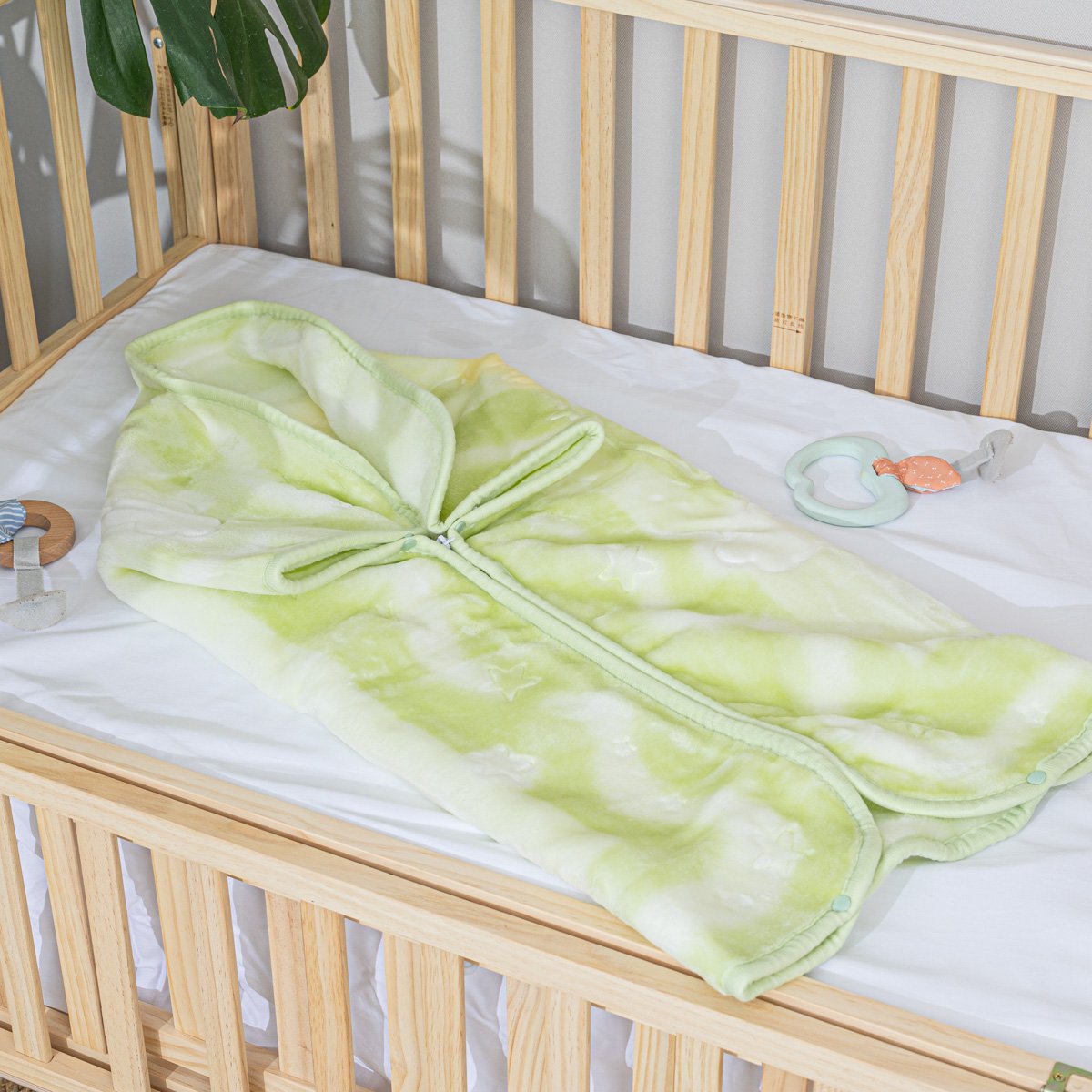 بطانية أطفال مواليد أخضر بسحاب مقاس 90x80 سم
