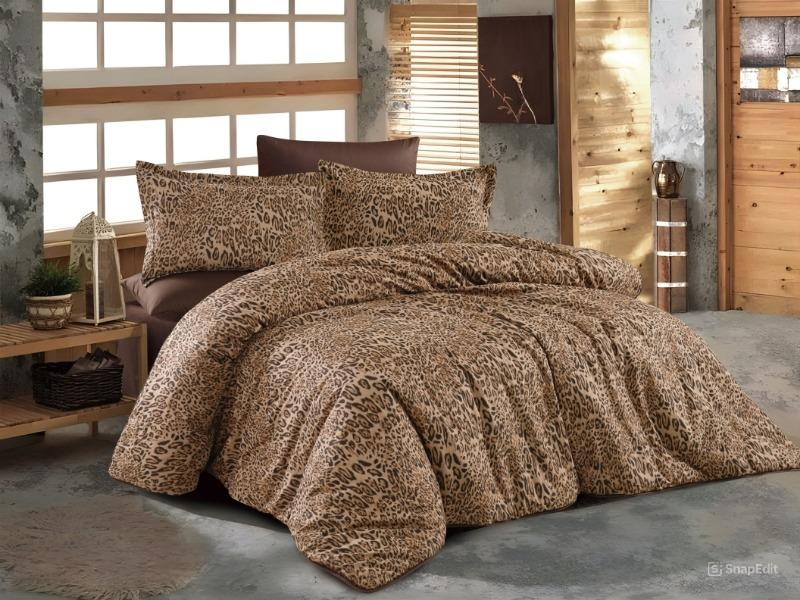 Amazon Summer Double Bedspread Luxury Cotton Brown Tiger Print 6 Pieces