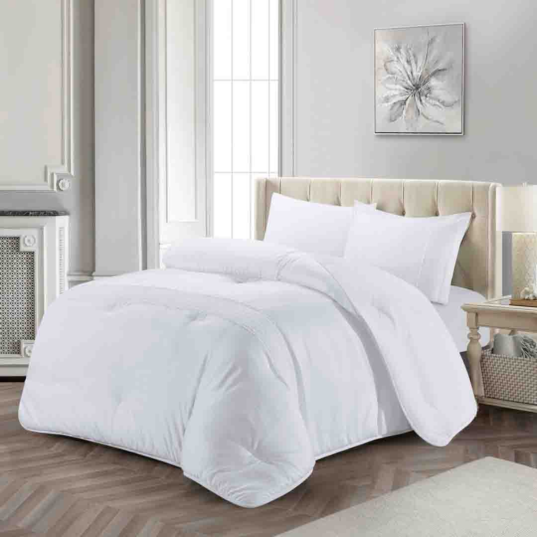 مفرش لاكارو صيفي مقاس كوين 200x150 سم فاخر أبيض مطرز عدد القطع 4