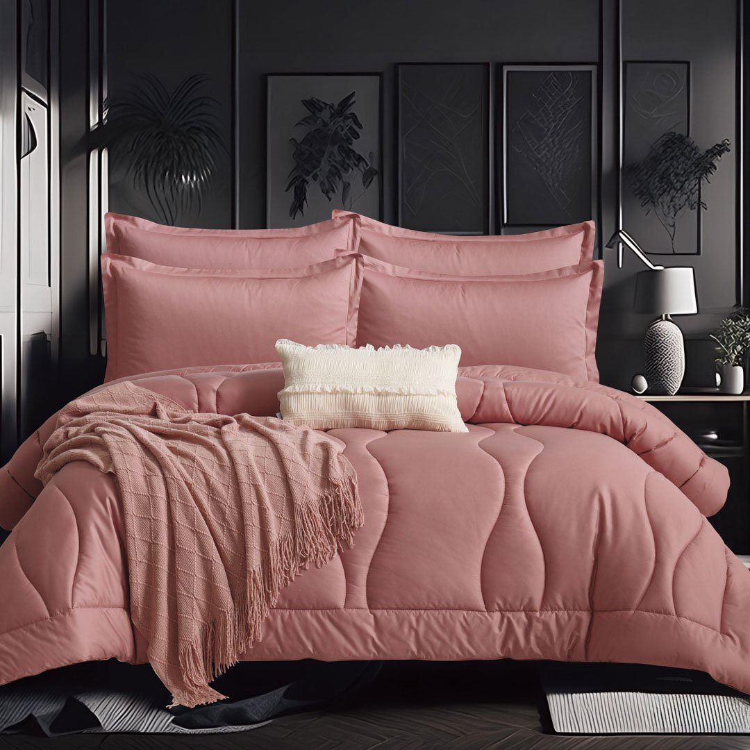 مفرش جود نايت صيفي مزدوج قطن فاخر  روز عدد القطع 8