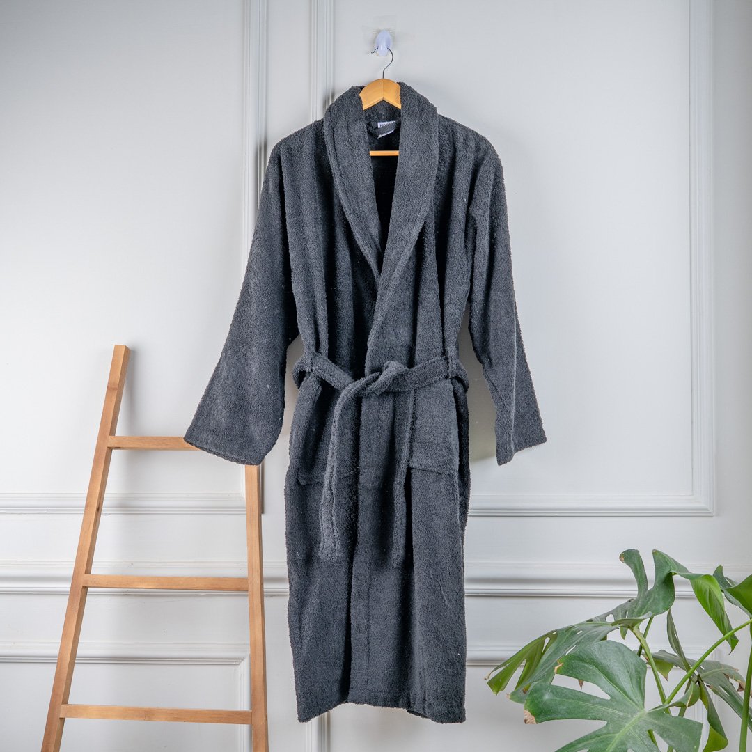 Nadav Royal Turkish Cotton Bathrobe, Hotel Design, Black, 1 Piece
