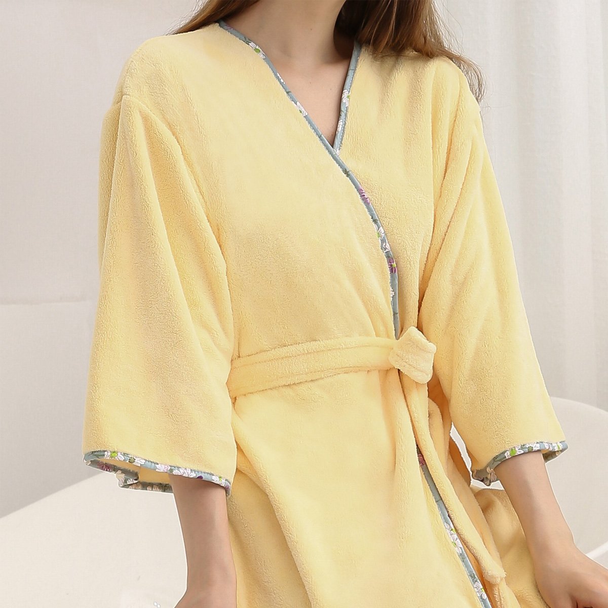 روب استحمام ريفي فاخر مفرد ليموني