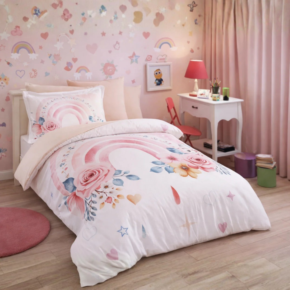 مفرش كارلا فائق النعومة مقاس كوين 150x200 سم ابيض وبيج متعدد الألوان عدد القطع 4