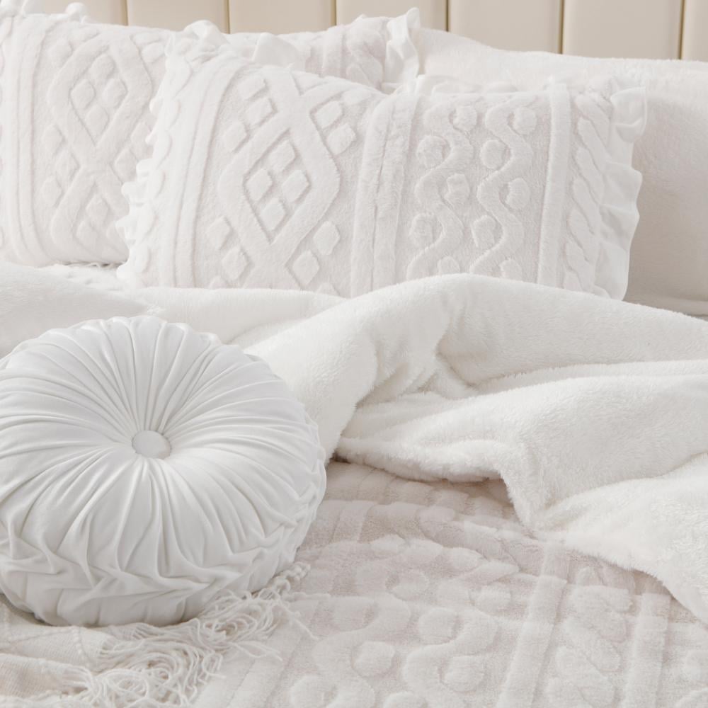 مفرش لينا شتوي فاخر فرو  أبيض