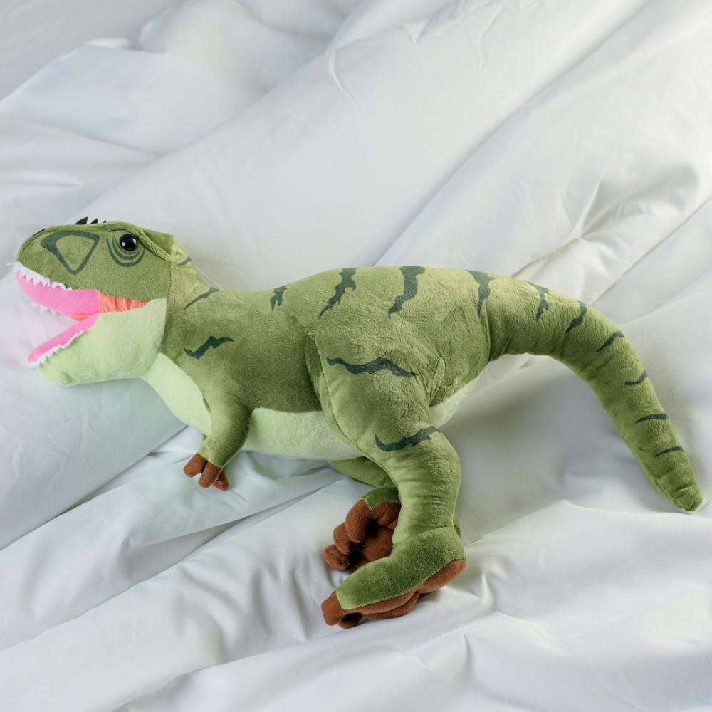 دمية أطفال على شكل ديناصور أخضر فرو ناعم