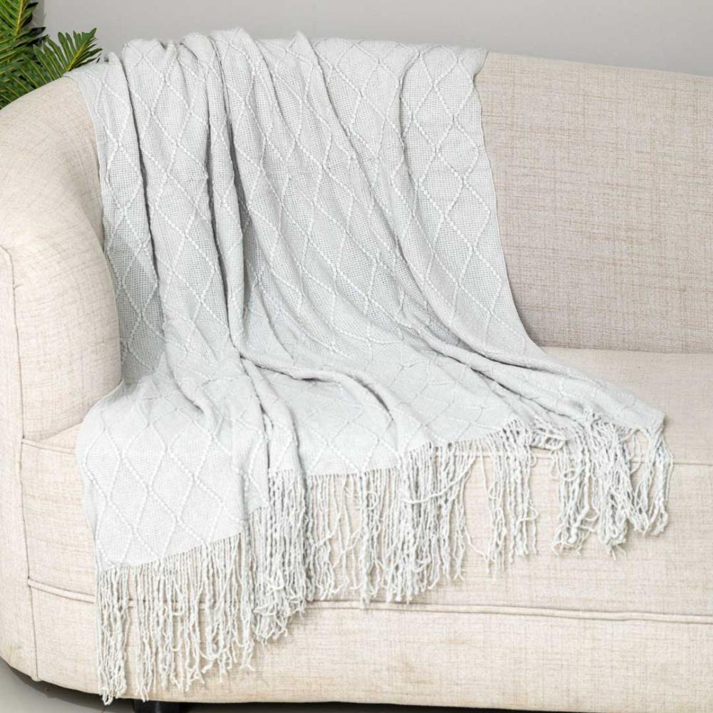 بطانية دان شال خفيفة  رصاصي فاتح مقاس 130 × 170سم