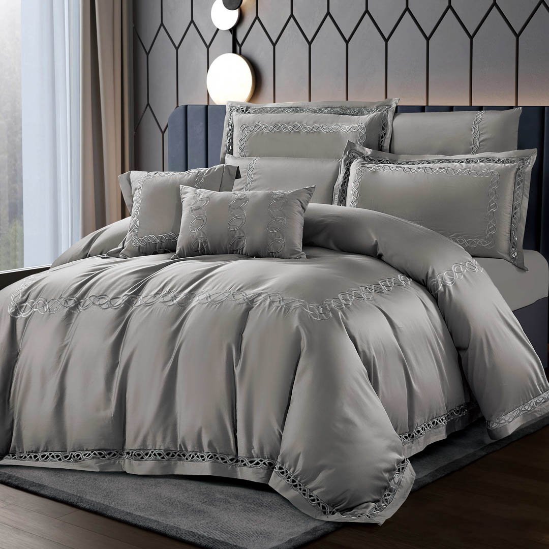 Michalina summer double bedspread embroidered Grey 10Pcs