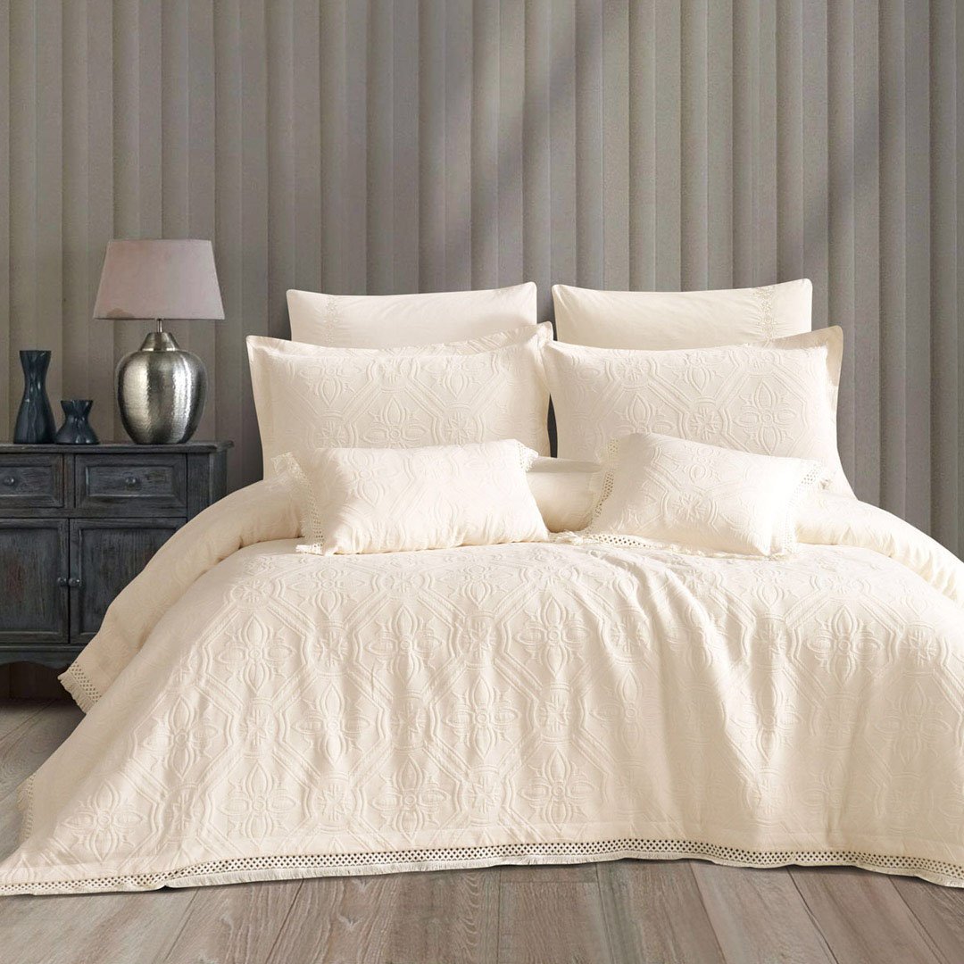Nevada summer double elegant bedding jacquard cotton L-beige 8Pcs