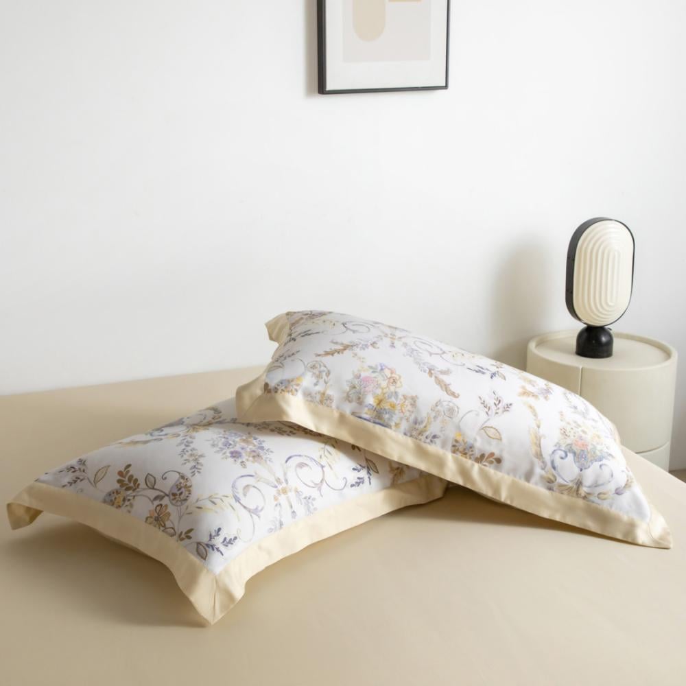 مفرش دينا صيفي مفرد ونص من التنسل الفاخر بلون كريمي برسومات الزهور عدد القطع 5