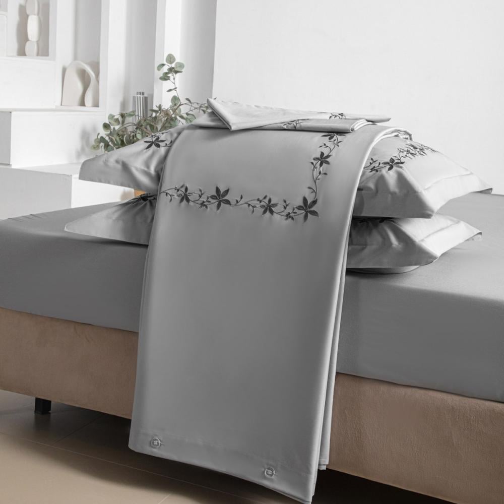 مفرش فهده فندقي فاخر  رصاصي مطرز