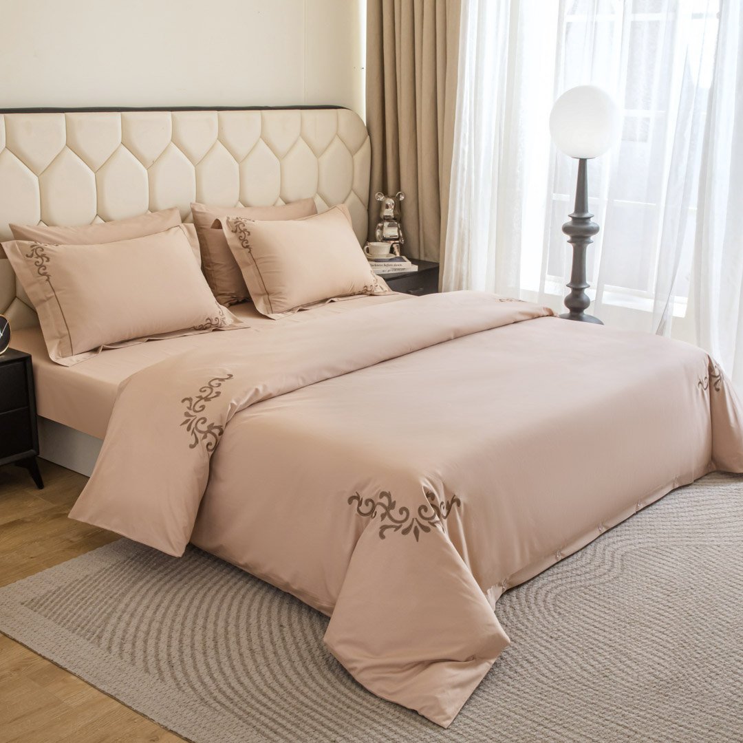 Luxury single and a half summer Mazen bedspread, beige color, 5 pieces