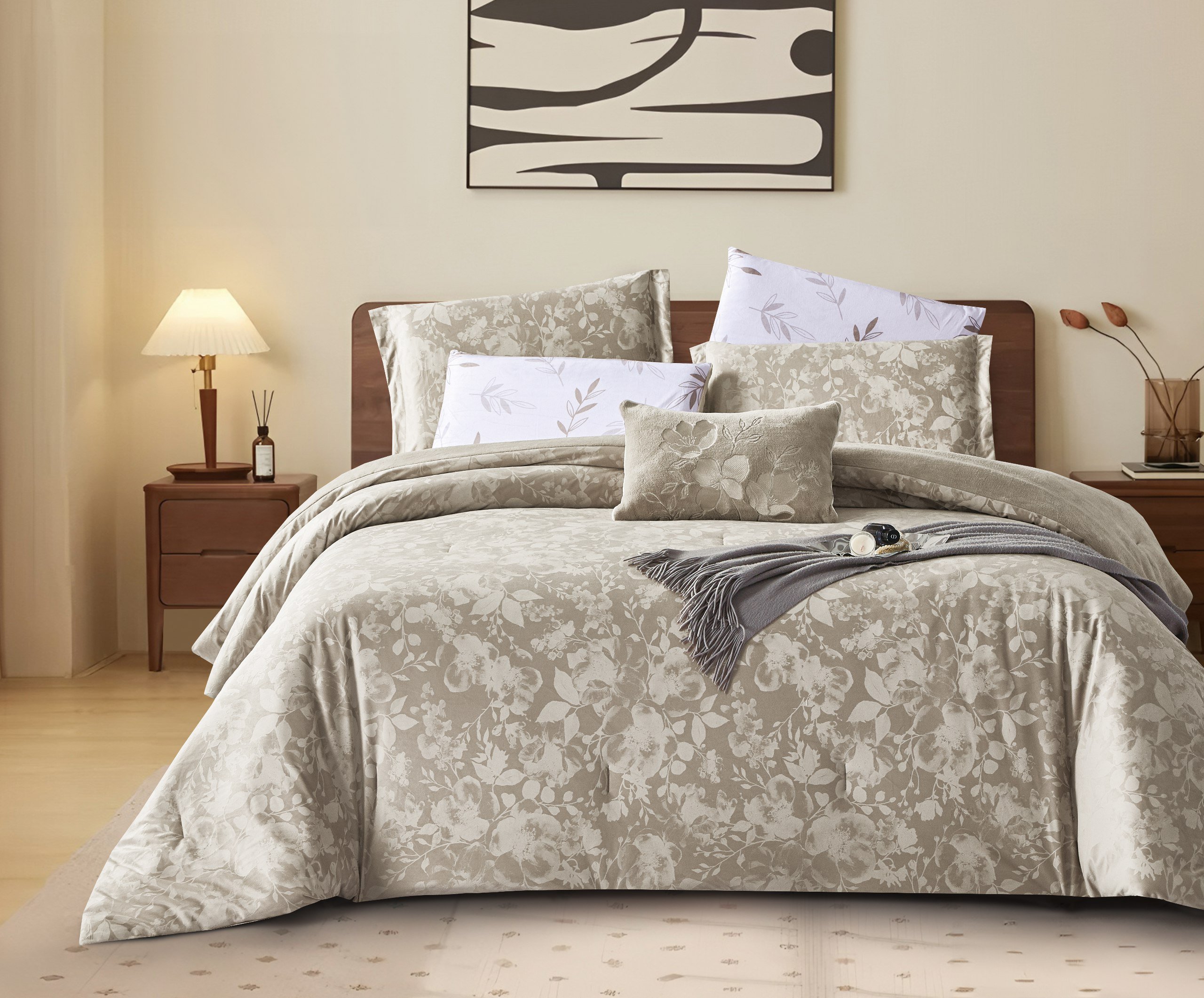 مفرش راما شتوي مفرد ونص بيج عدد القطع 4