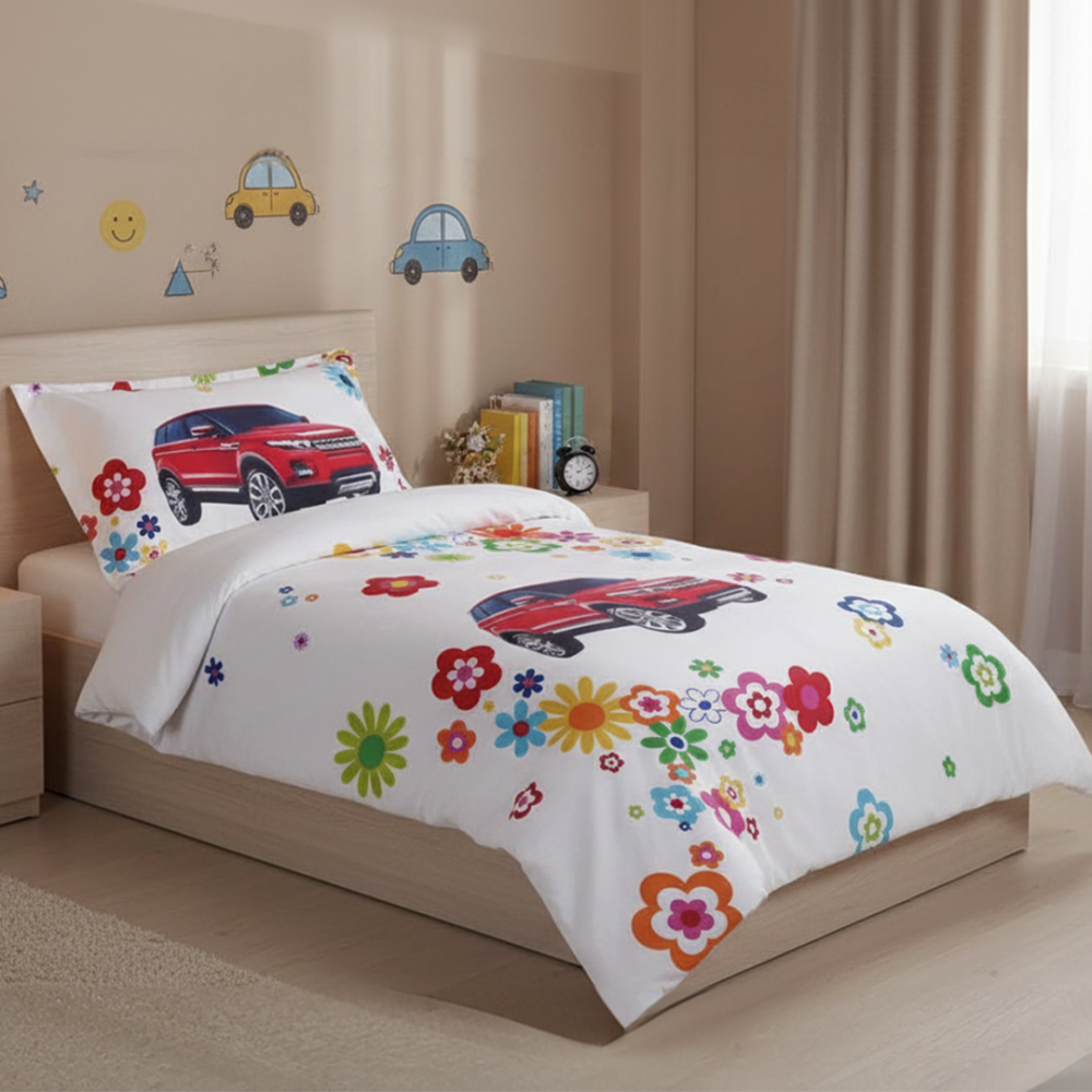 مفرش ليما أطفال صيفي خفيف  مفرد ونص أبيض متعدد الألوان عدد القطع 2