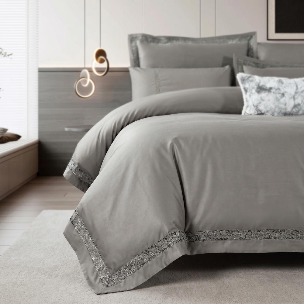 Dantela Double Cotton Bedspread Dark Grey – 9 Pieces