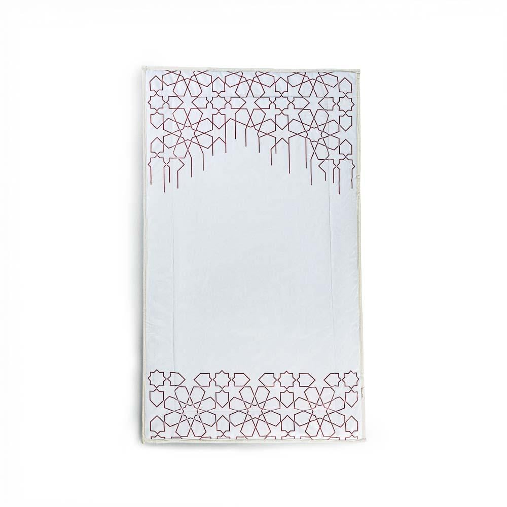 سجادة صلاة أبيض وأحمر مقاس 70x120 سم