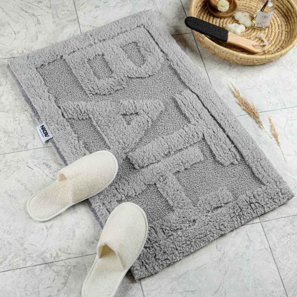 دعاسة أرضية باث تركي فرو رصاصي فاتح مقاس 50 × 80 سم