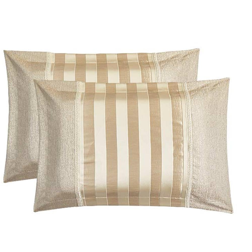 مفرش لافيتا الفاخر مزدوج قطن جاكارد مطرز بيج  ذهبي عدد القطع 10