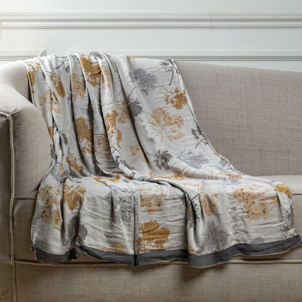 بطانية شال خفيفة بامبو بيج و  رصاصي مقاس 200 × 150 سم