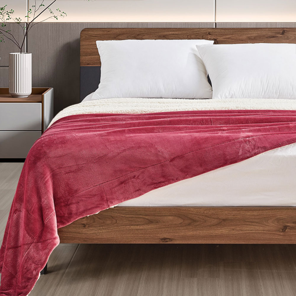 بطانية نداف خفيفة فرو مزدوج فوشي مقاس 240 × 220 سم