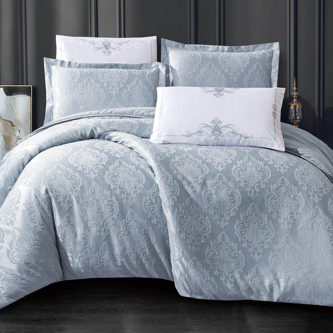 مفرش جولفيتو صيفي مزدوج جاكارد فاخر رصاصي عدد القطع 6