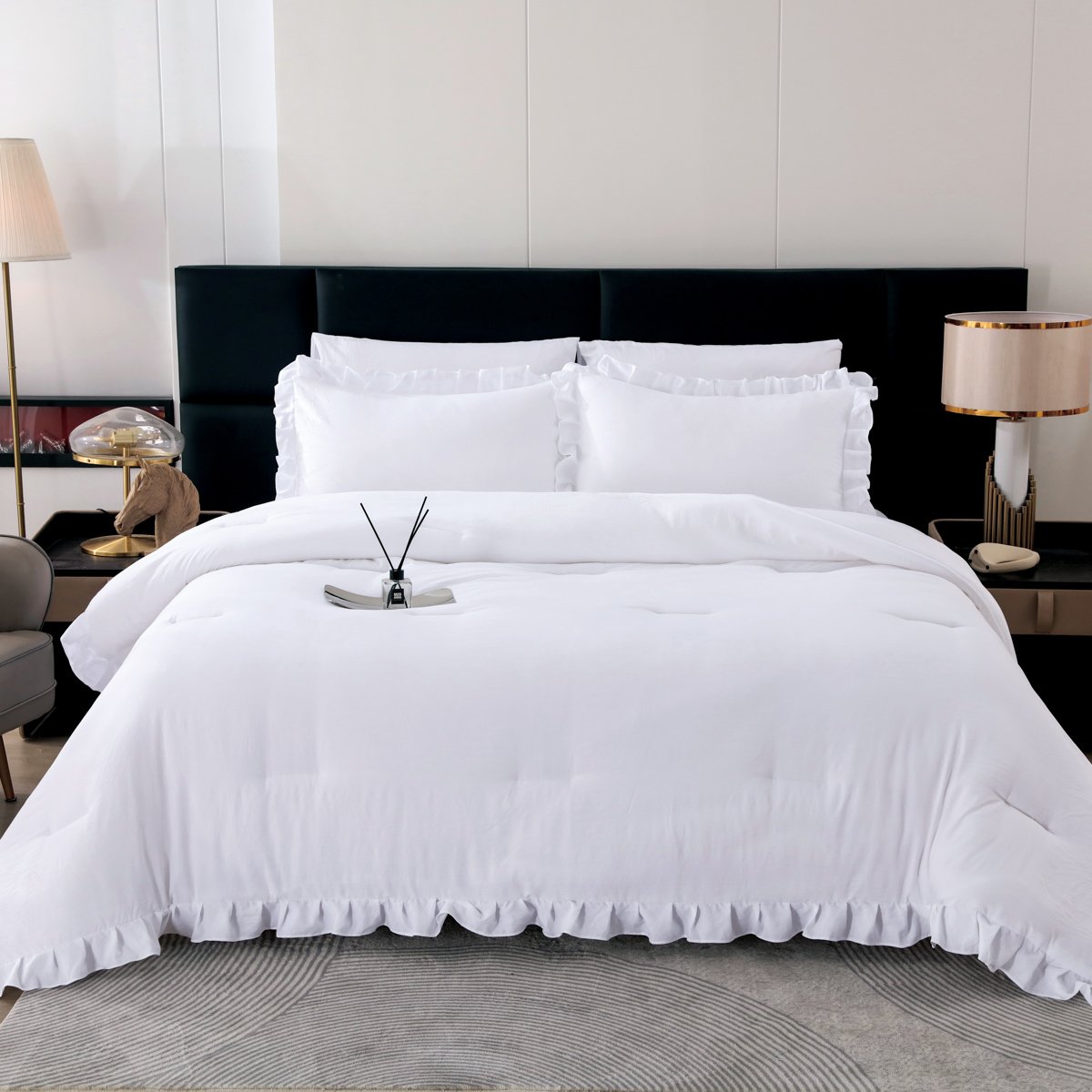 Charme Summer Double White Bedspread, 6 Pieces