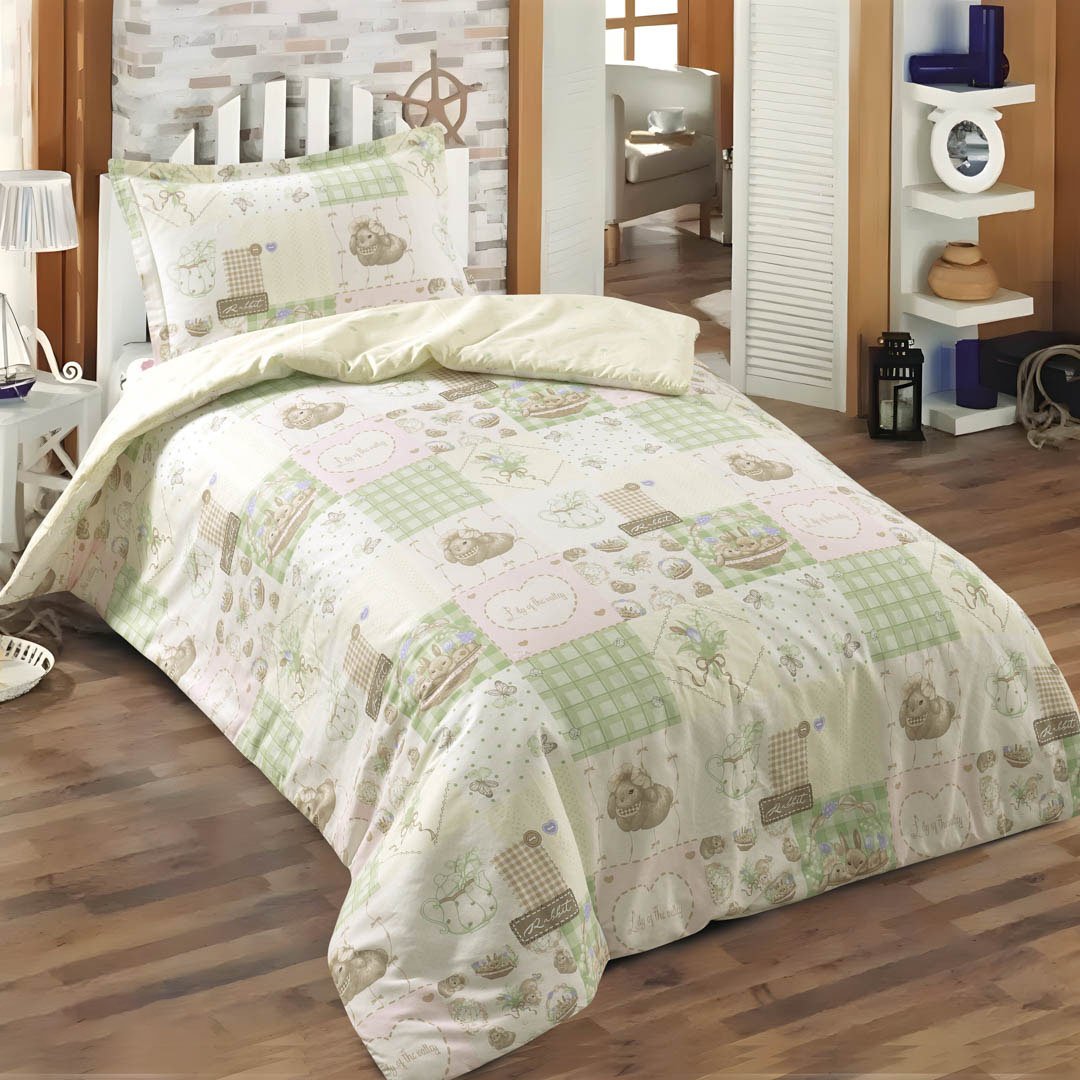 Alrabie summer twin & half bedding, white & tiffany, 2Pcs