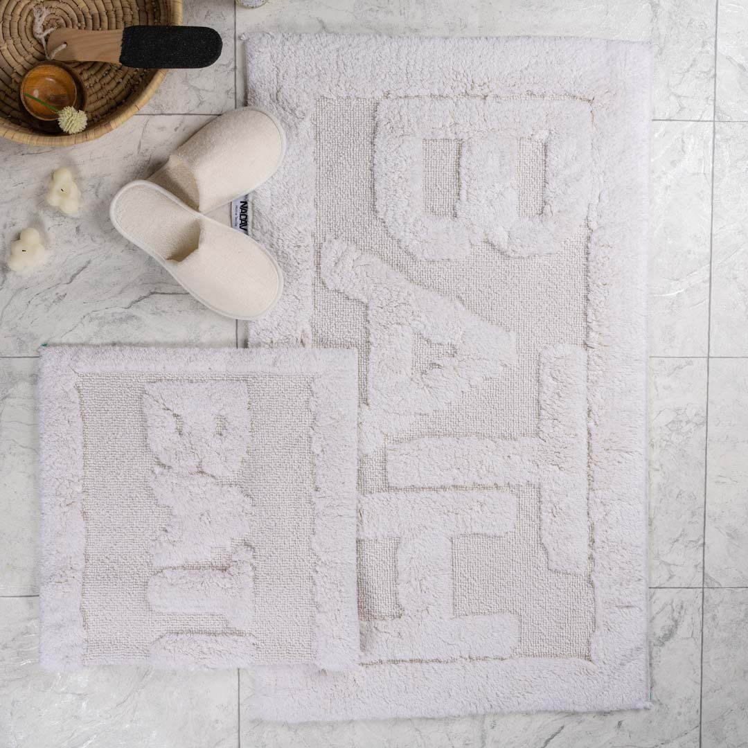 طقم دعاسة أرضية  باث تركي فرو  كريمي عدد القطع 2