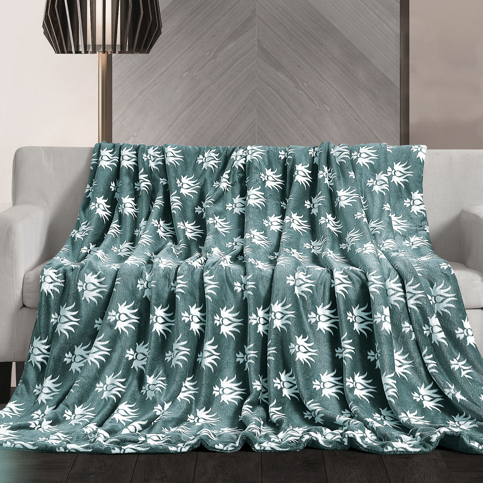 بطانية دايزي خفيفة مزدوج مخمل و فرو أزرق مقاس 240 × 220 سم