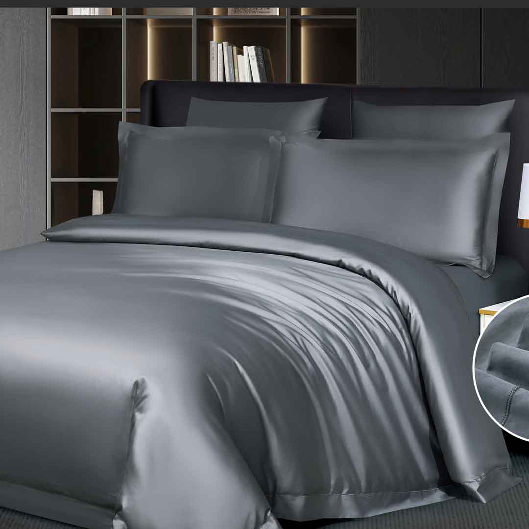 مفرش مانوليا صيفي مزدوج قطن فاخر رصاصي عدد القطع 7