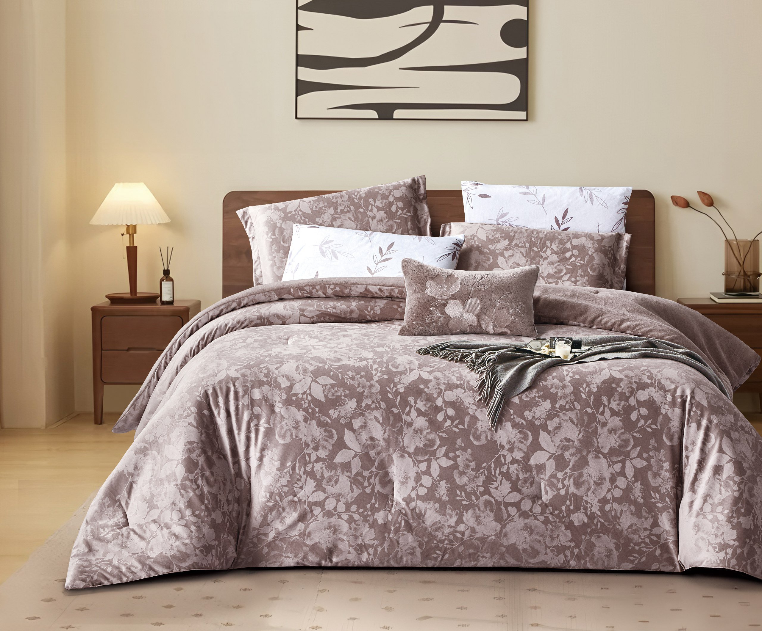 مفرش راما شتوي مزدوج روز عدد القطع 7