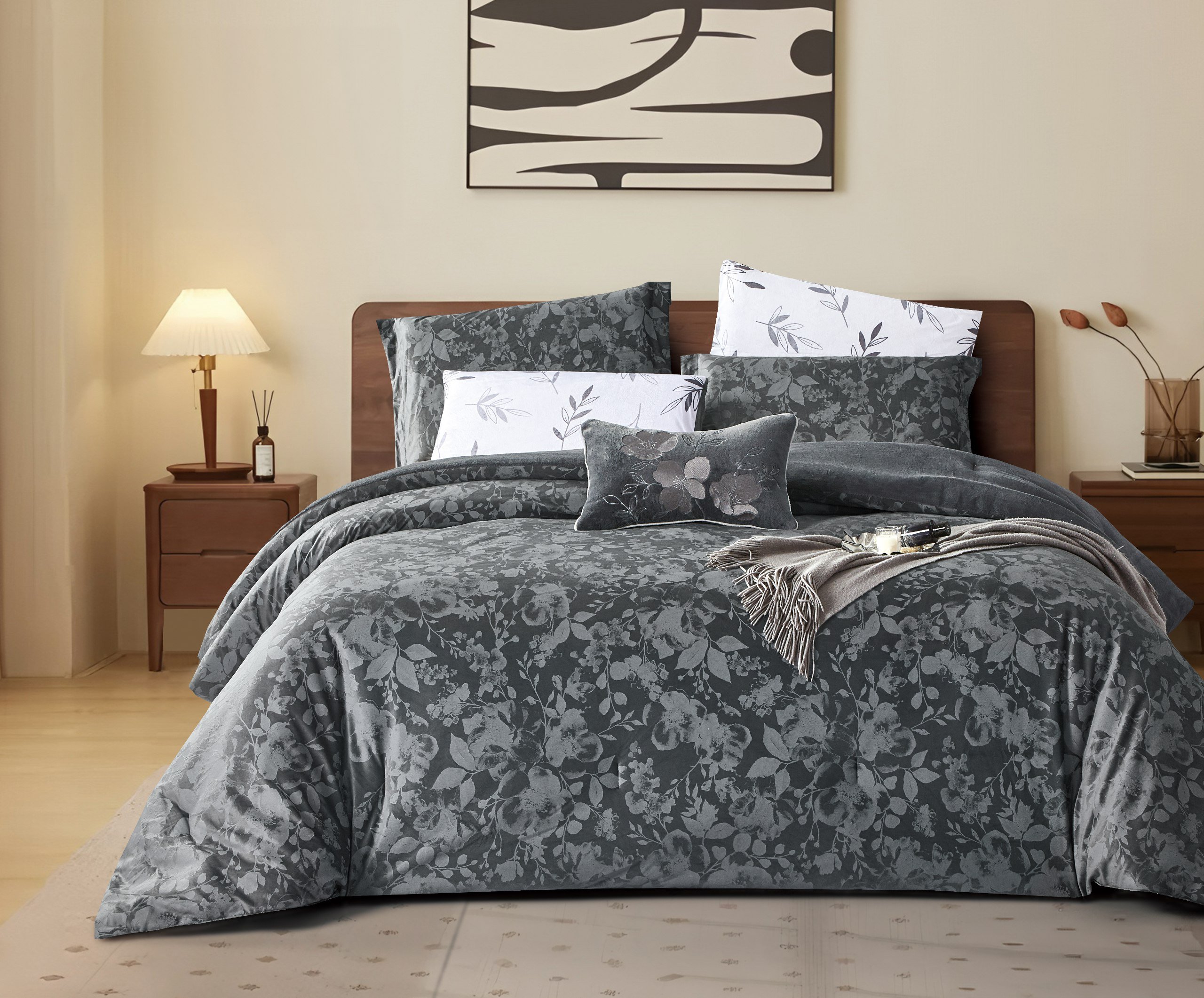 مفرش راما شتوي مزدوج أسود عدد القطع 7