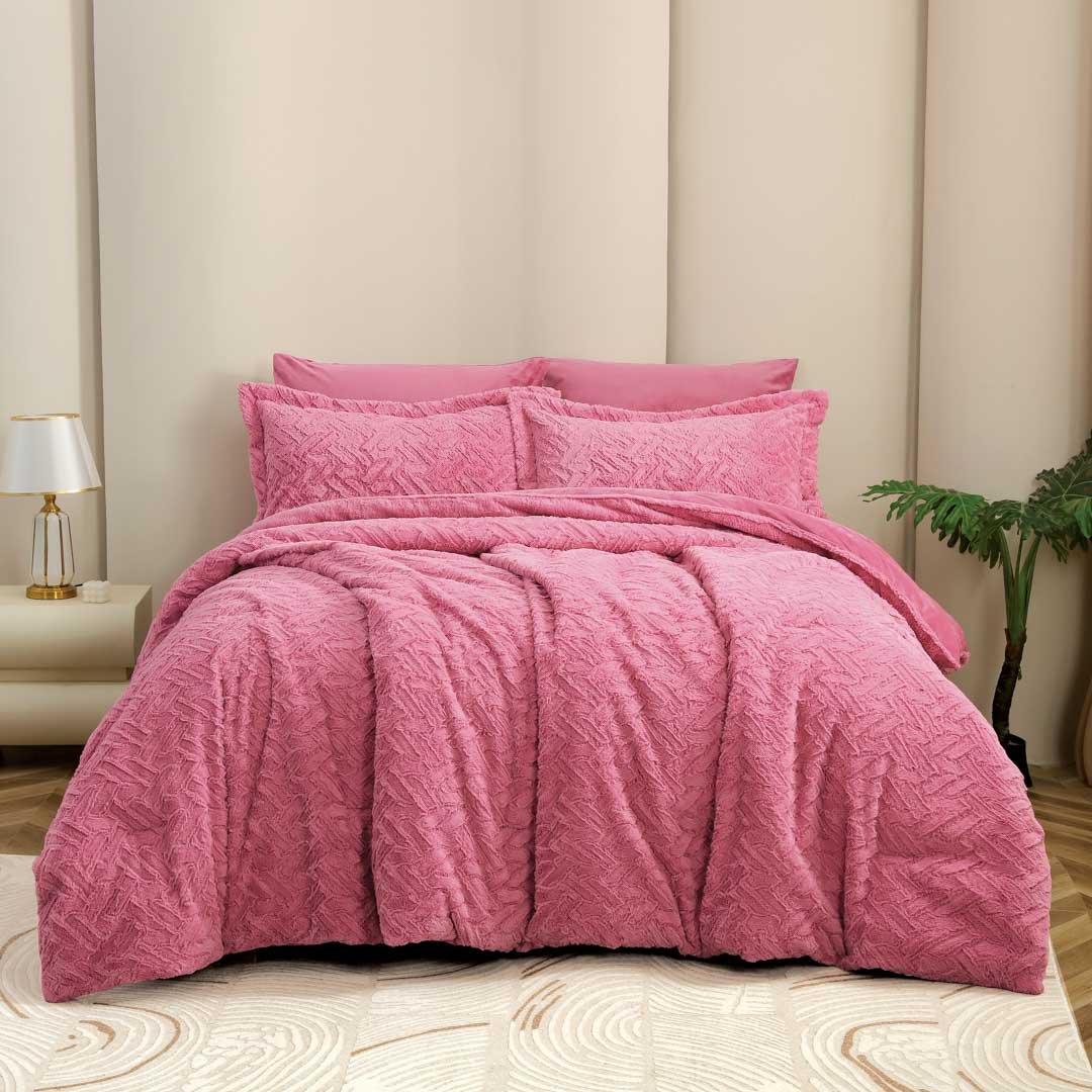 مفرش ستارز شتوي فاخر  كوين مقاس 200X150 سم مخمل و فرو  موف عدد القطع 4